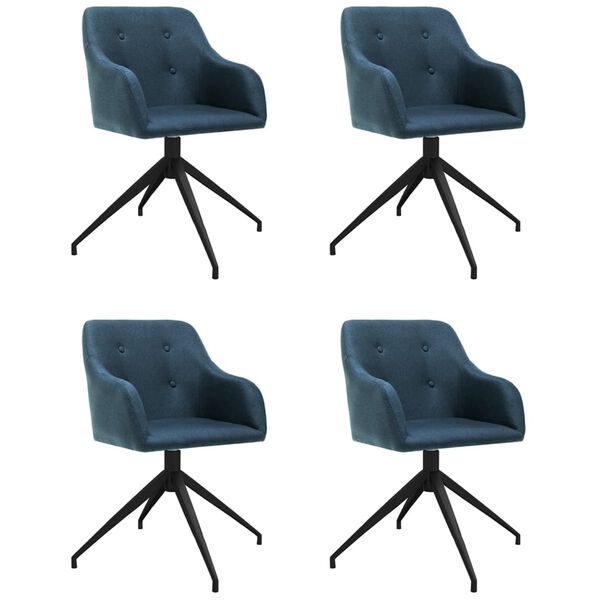 vidaXL Eetkamerstoelen draaibaar 4 st stof blauw