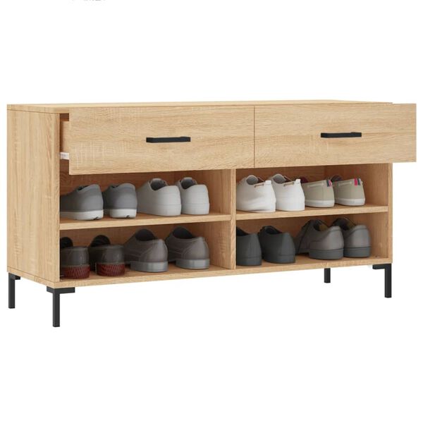 vidaXL Schoenenbank 102x35x55 cm bewerkt hout sonoma eikenkleurig