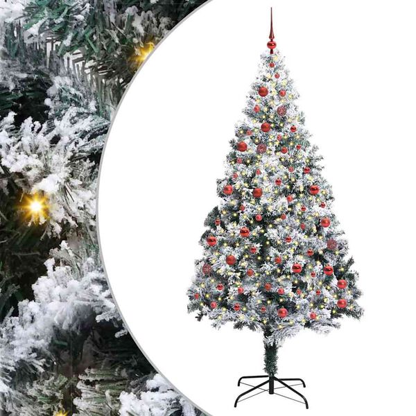 vidaXL Kunstkerstboom Groen 210 cm PVC en Staal en Kunststof