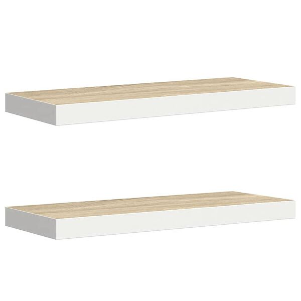 vidaXL Wandschappen zwevend 2 st 60x23,5x3,8 cm MDF eikenkleurig wit