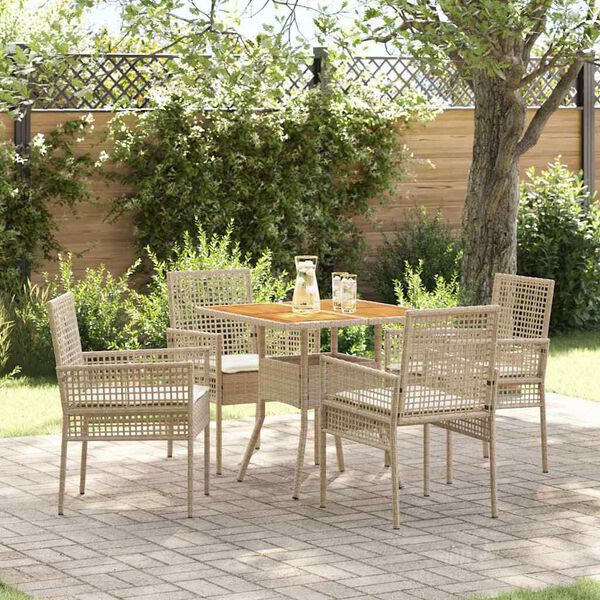vidaXL Tuin eettafelset 5 pcs Beige poly rattan
