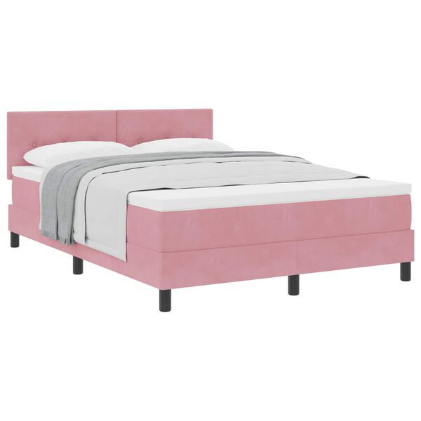 vidaXL Boxspringbed met matras Roze 140 x 190 cm Fluweel