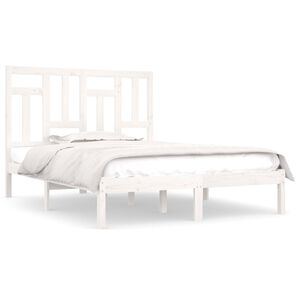 vidaXL Bedframe massief hout wit 120x190 cm