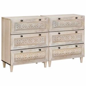 vidaXL Dressoir 2 st 120 x 33,5 x 75 cm massief mangohout Wit