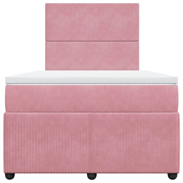vidaXL Boxspring met matras fluweel roze 120x200 cm