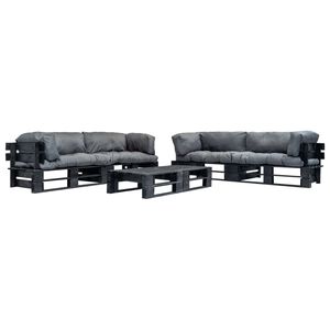 vidaXL 6-delige Loungeset pallet met grijze kussens hout