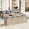 vidaXL Tuin Sofa Set 9 pcs Beige en Grijs Poly rattan, staal en glas