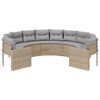 vidaXL Tuinbank met kussens rond poly rattan beige