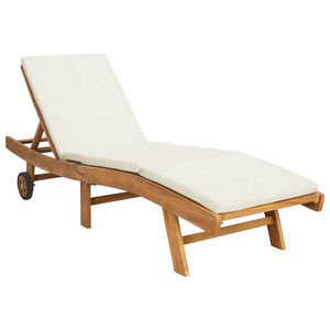 vidaXL Ligstoel Polyester Bruin en cr&egrave;mekleurig