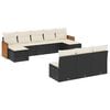vidaXL 10-delige Loungeset met kussens poly rattan zwart