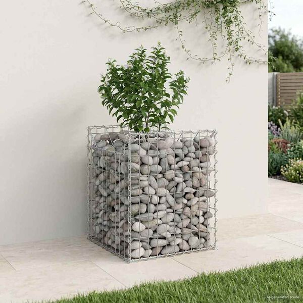 vidaXL Gabion Verhoogd Bed Zilver 50 x 50 x 60 cm Gegalvaniseerd staal