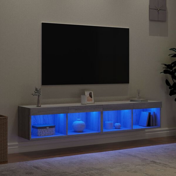 vidaXL Tv-meubels met LED-verlichting 2 st 80x30x30 cm grijs sonoma