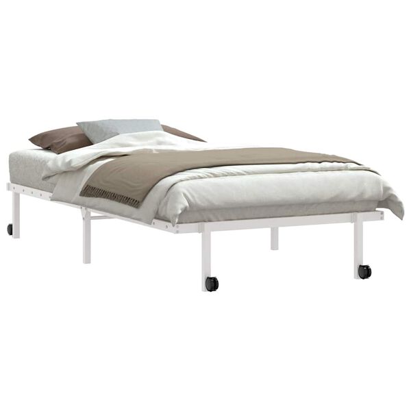 vidaXL Bedframe zonder matras opvouwbaar 100x190 cm staal wit