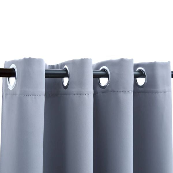 vidaXL Gordijn verduisterend met metalen ringen 290x245 cm grijs