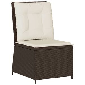 vidaXL Tuinbank verstelbaar met kussens poly rattan bruin
