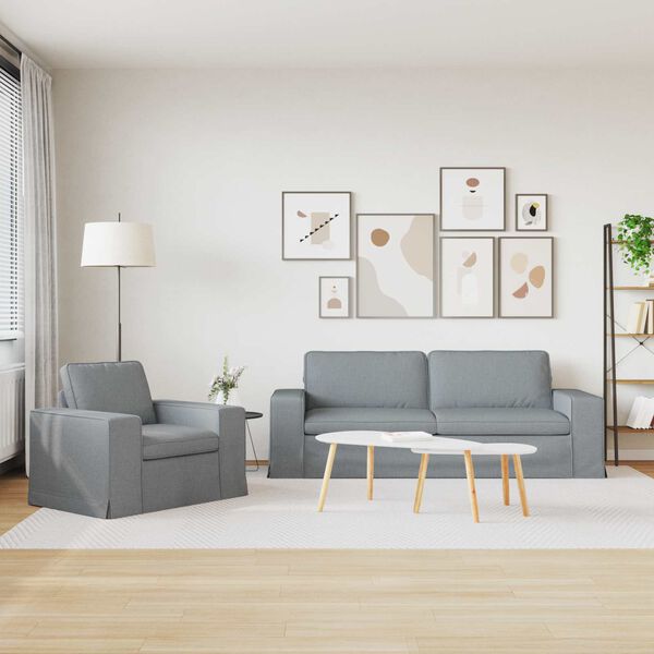 vidaXL Bank 2 pcs Lichtgrijs 182 x 80 x 82 cm Stof