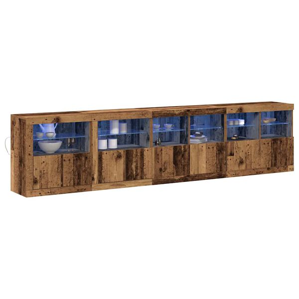 vidaXL LED Sideboard Oudhout 283 x 37 x 67 cm Bewerkt hout