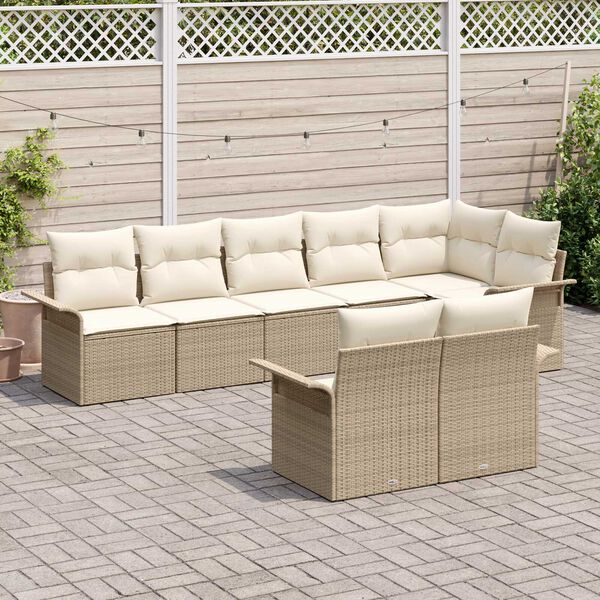 vidaXL Tuin Sofa Set met kussen 8 pcs Beige poly rattan