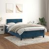vidaXL Boxspring met matras fluweel donkerblauw 120x190 cm