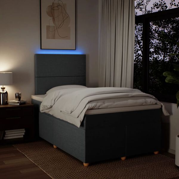 vidaXL Boxspring met matras stof donkergrijs 120x200 cm