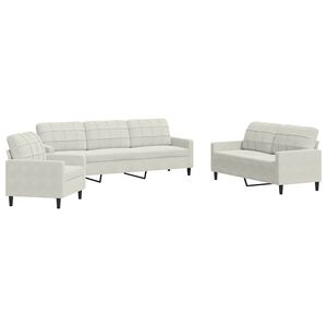 vidaXL 3-delige Loungeset met kussens fluweel cr&egrave;mekleurig