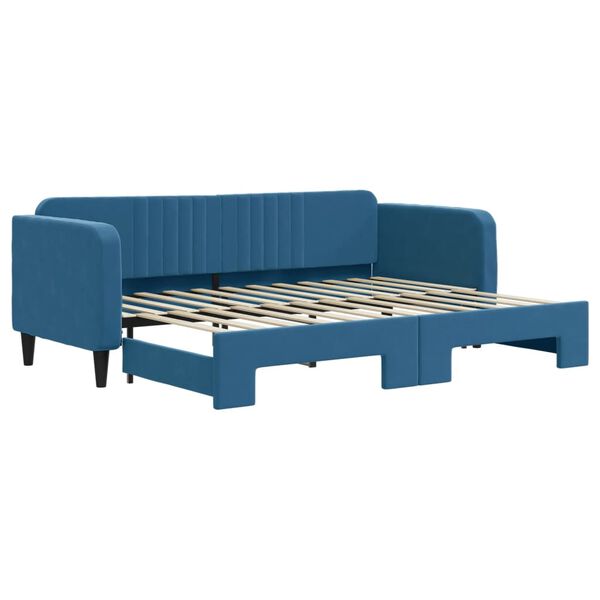 vidaXL Slaapbank met onderschuifbed 80x200 cm fluweel blauw