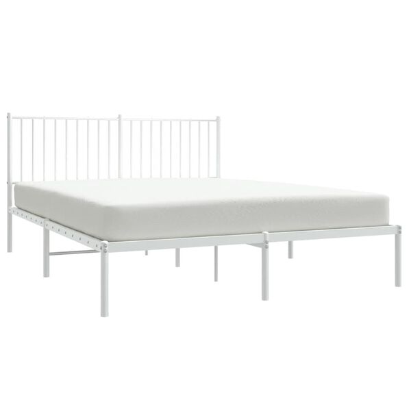 vidaXL Bedframe met hoofdbord metaal wit 160x200 cm