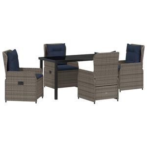 vidaXL Tuin Eetset 5 pcs Grijs Poly riet