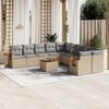 vidaXL 11-delige Tuinset met kussens poly rattan beige