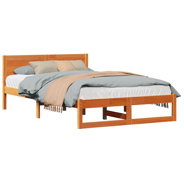 vidaXL Bedframe Wasbruin 140 x 190 cm Massief grenenhout