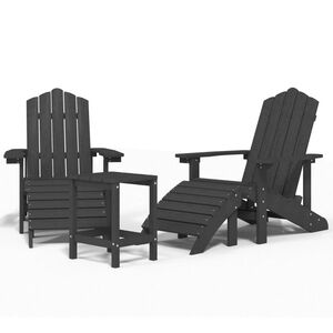vidaXL Tuinstoelen Adirondack met voetenbank tafel HDPE antracietkleur
