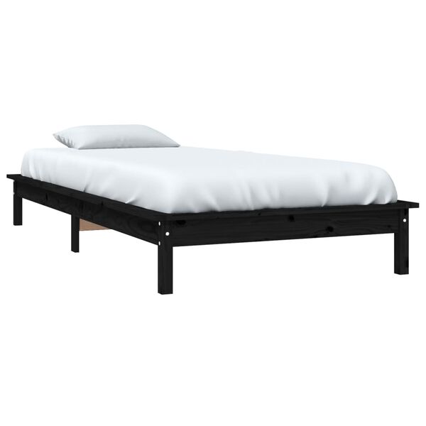 vidaXL Bedframe massief grenenhout zwart 90x190 cm
