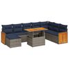 vidaXL 11-delige Loungeset met kussens poly rattan acacia grijs