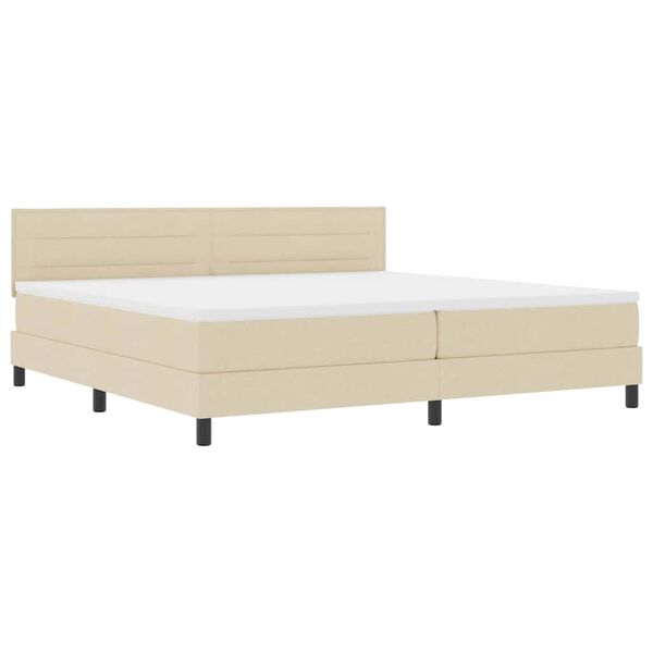 vidaXL Boxspring bed met matras met LED Cr&egrave;me 200 x 200 cm Stof