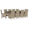 vidaXL 11-delige Tuinset met kussens poly rattan beige
