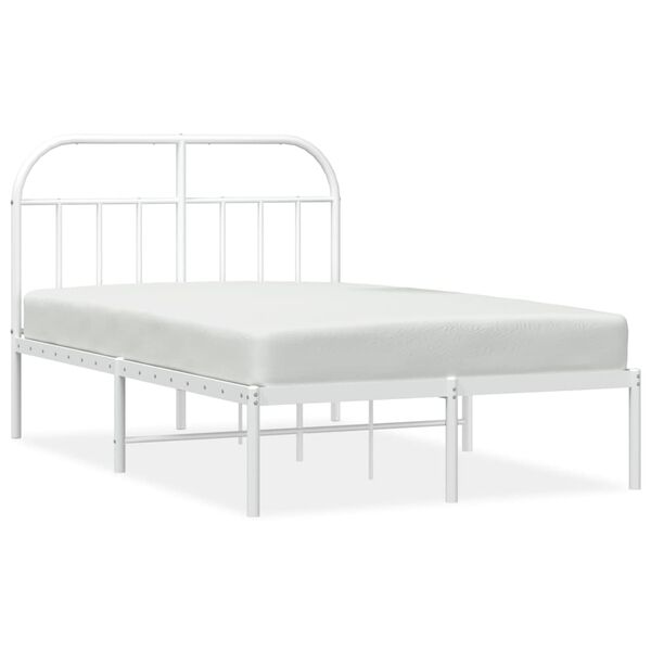 vidaXL Bedframe met hoofdbord metaal wit 120x190 cm
