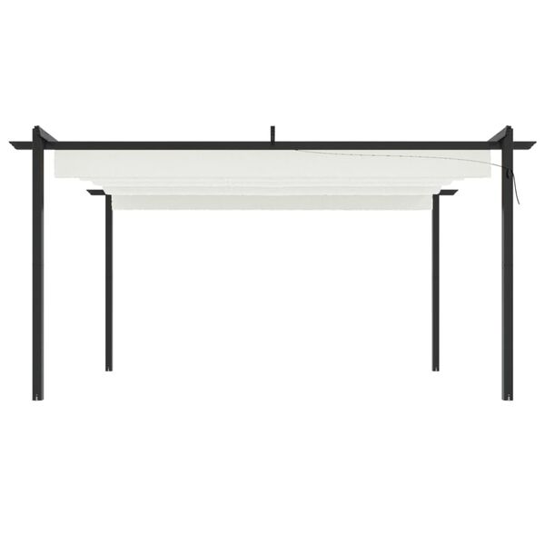 vidaXL Tuinprieel met uittrekbaar dak 4x3 m cr&egrave;mekleurig