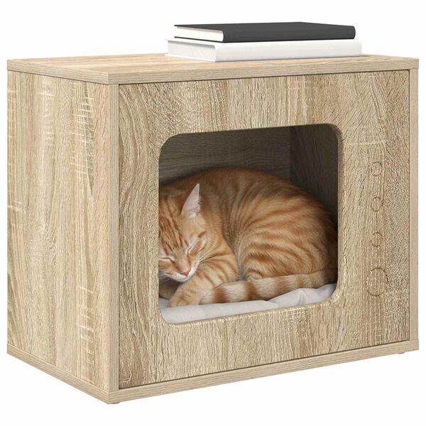 vidaXL Kattenhuis Sonoma 51 x 30 x 42,5 cm Bewerkt hout