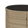 vidaXL Tuinbank met tafel en kussens halfrond poly rattan beige