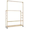 vidaXL Kledingrek met schappen en wielen 90x35x155 cm bamboe