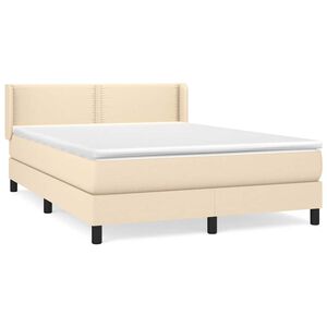 vidaXL Boxspring met matras stof cr&egrave;mekleurig 140x190 cm
