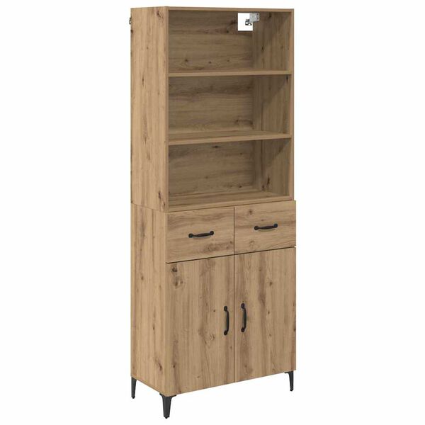 vidaXL Hoge kast Artisan Eiken 69,5 x 34 x 180 cm Bewerkt hout