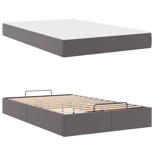 vidaXL Bedframe met matras Grijs 120 x 190 cm Kunstleer