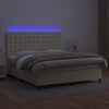 vidaXL Boxspring met matras en LED kunstleer cr&egrave;mekleurig 180x200 cm