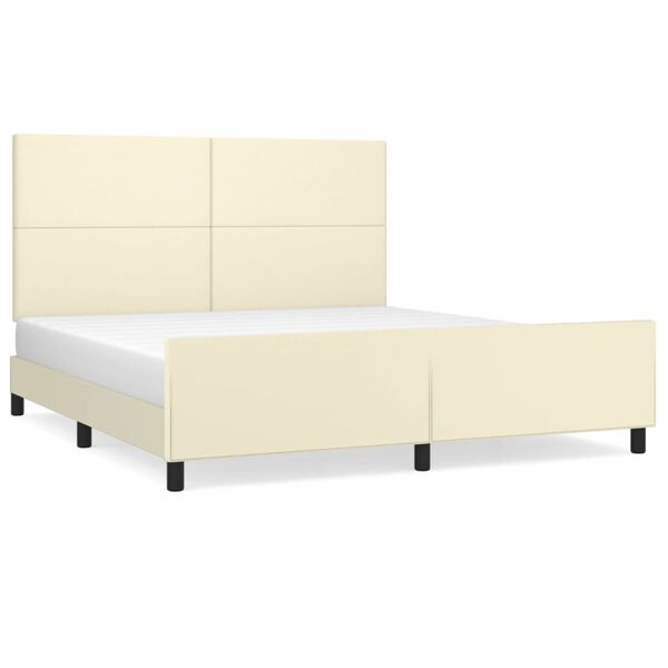vidaXL Bedframe met hoofdbord kunstleer cr&egrave;mekleurig 160x200 cm