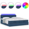 vidaXL Ottoman bed met matrassen en LED's 180x200cm stof blauw