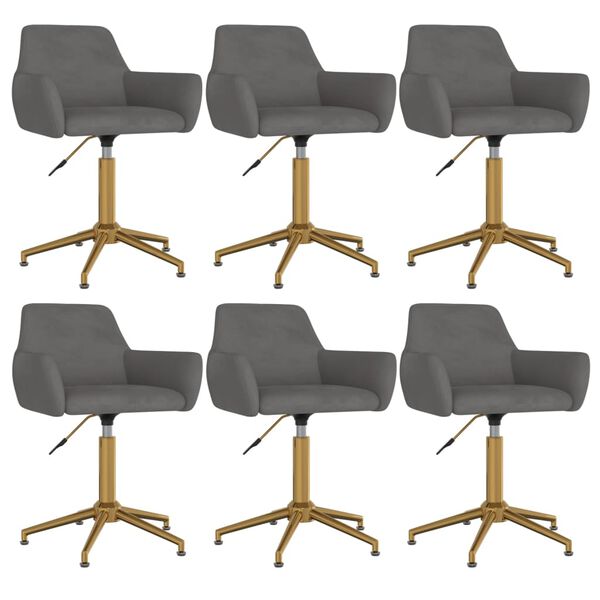 vidaXL Eetkamerstoelen draaibaar 6 st fluweel donkergrijs