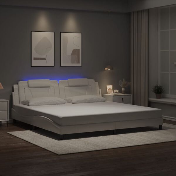 vidaXL Bedframe "Viana" met LED zonder matras wit 200x200 cm
