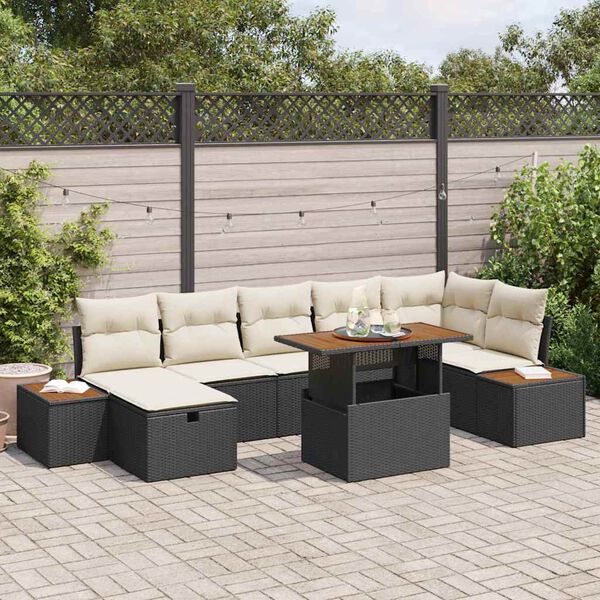 vidaXL Tuin Sofa Set 8 pcs Zwart poly rattan