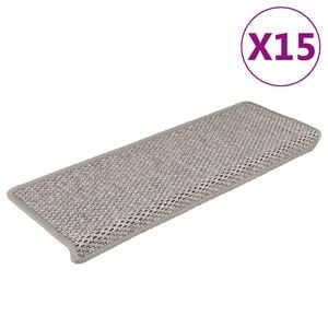 vidaXL Trapmatten zelfklevend 15 st sisal-look 65x21x4cm zilverkleurig